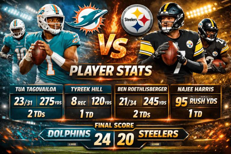 Miami Dolphins vs Pittsburgh Steelers Match Player Stats