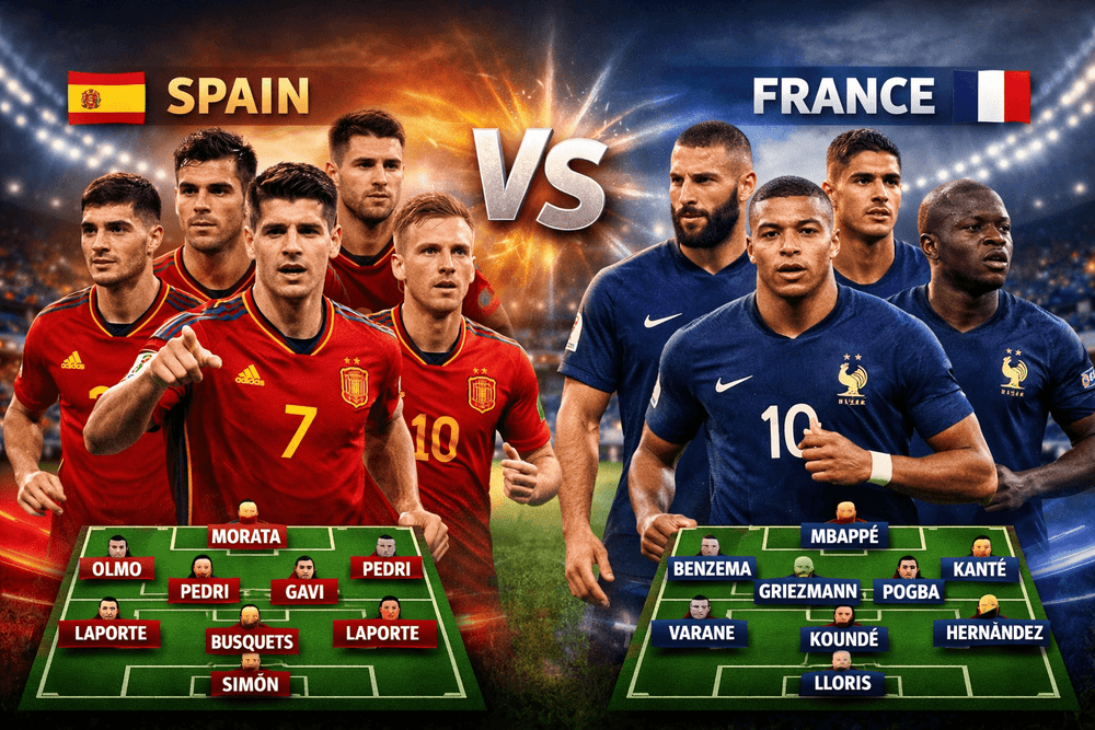 Spain National Football Team vs France National Football Team Lineups
