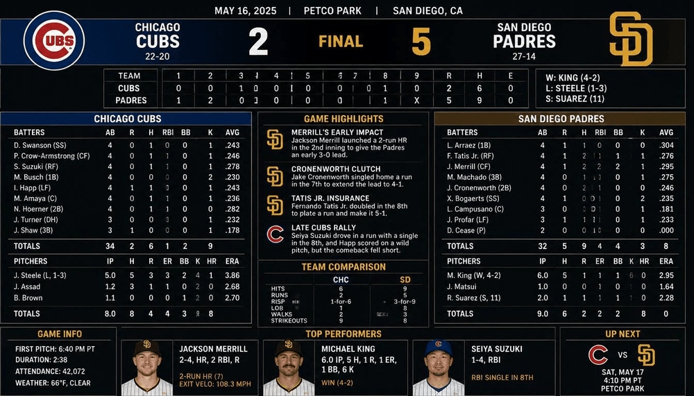 Padres vs Chicago Cubs