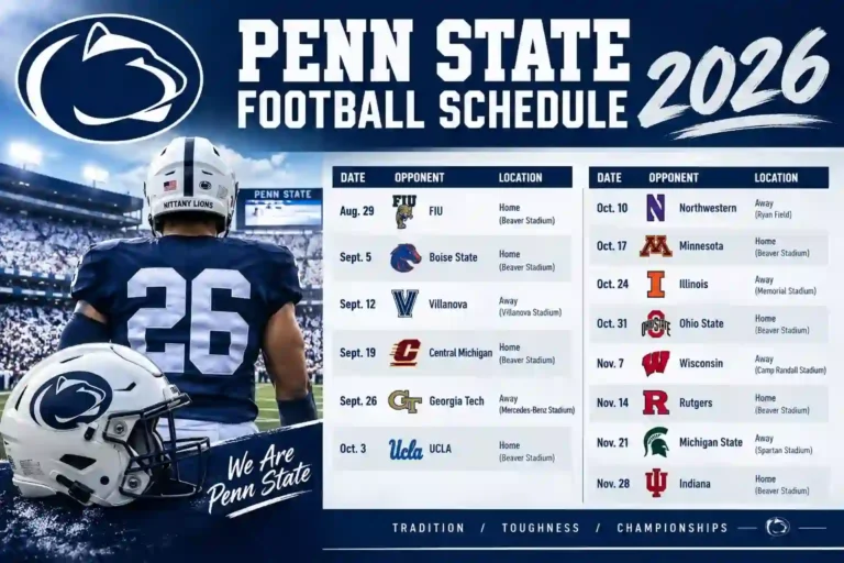 Penn State football schedule 2026 with game dates and opponents